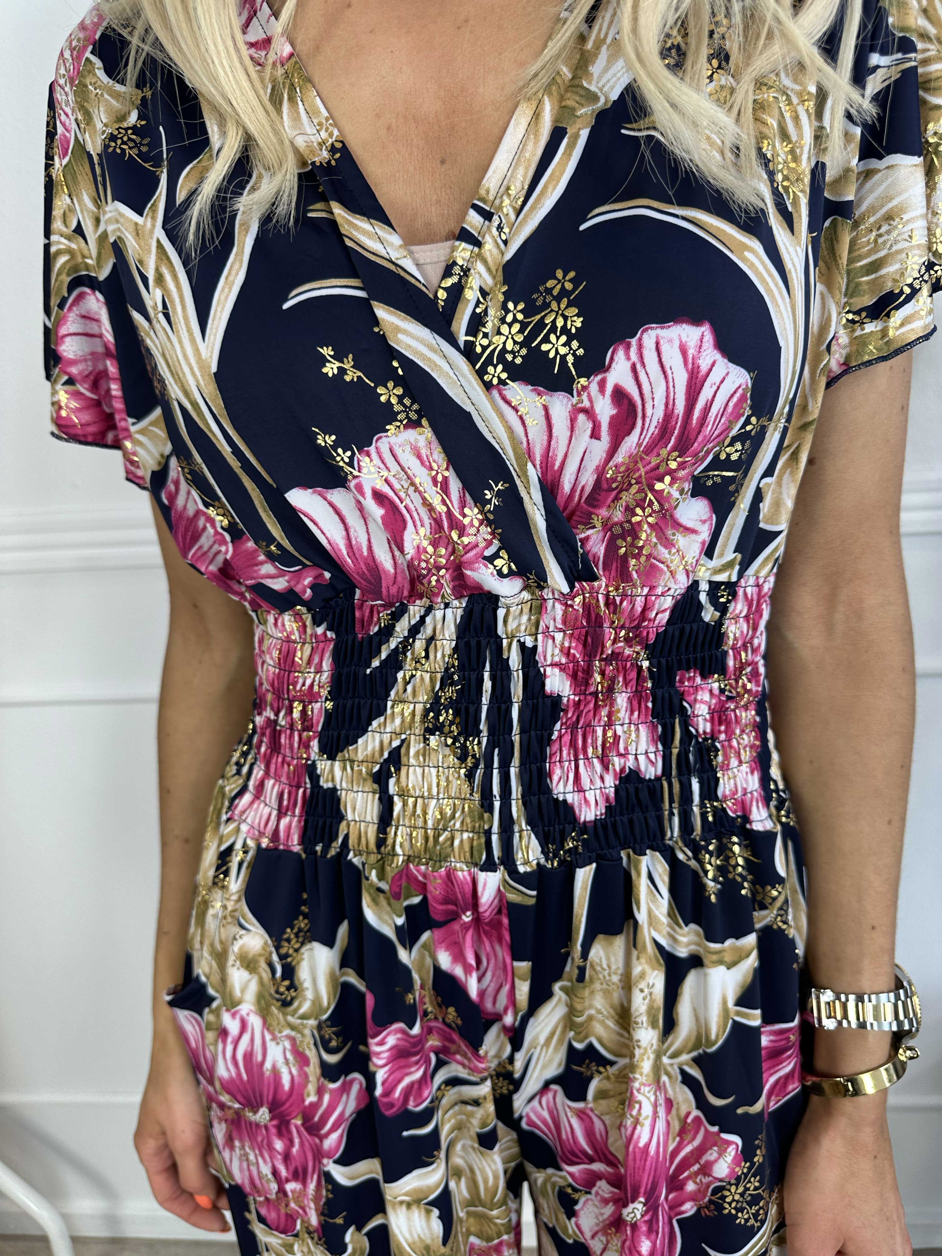 Pams Spring Jumpsuit O/B - Blomstret elastisk buksedragt